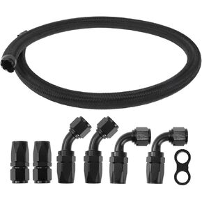 AN-10 Fuel Line Kit 3ft Vacuum Hose Automotive Fuel Hose Adapter 90 Degree Adapter 45 Degree Adapter 1 Set CPE Rubber Nylon Braid