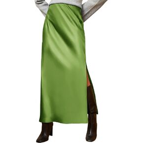 Ezcosplay نساء ساتان الحرير الجانبي فتحة Maxi Maxi