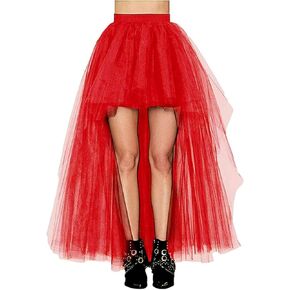 Women's Hi-Lo Tutu Tulle Bustle Skirt Petticoat Festival Party Maxi Skirt Wedding Evening Prom Dovetail Skirt