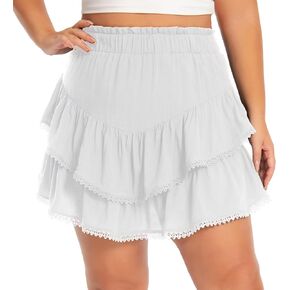 Sekino Women's Plus Size Mini Mini Virts Casual Boho كشكش المتدرج المبني في Shorts Beach Fashion Trendy Skirt