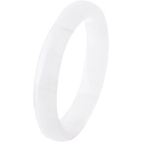 White Natural Jade Bangle Bracelet for Women Healing Protection Good Luck Natural Gemstone Fengshui Jewelry for Wife Mother's Day Gift for Mom 52-54MM
