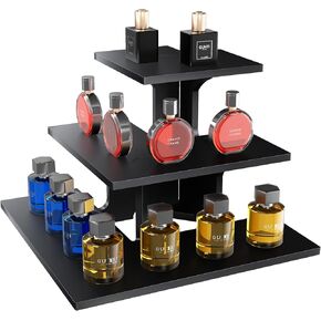 cologne stand Display Stand Portable Shelf for Display Shelves for Vendors Events Food Cupcakes, Candles, Glasses, Jars, Crafts, Jewelry, Farmers Market Display (Staight, Black)
