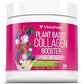 Vitauthority Vegan Collagen Powder for Women - Plant Based Collagen Supplement for Women with Proprietary Vegan Hair Skin and Nails Vitamins - Vegetarian Collagen Powder with Hyaluronic Acid