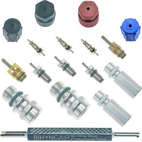 R12 to R134a Conversion Kit, R12 to R134A Convert Adapters, Convert R12 R22 to R134a, AC Retrofit Fitting Adapter Kit, High/Low Fitting Port Retrofit 1/4 SAE to 7/16"-20 UNF Conversion Adapter