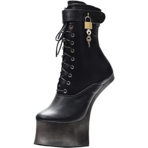 JiaLuoWei Women Ankle Boots, 7inch High Heel New Fancy Pony Play Boot Fetish Ankle Platform Boots