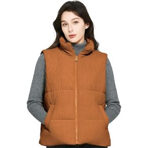 Women Corduroy Vest Quilted Warm Cotton Jacket Thickening Outerwear