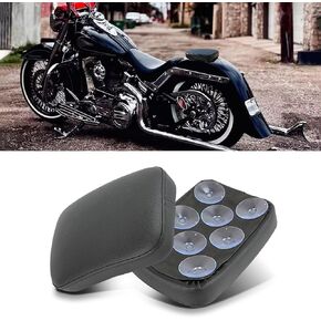 JMTBNO Black Universal Motorcycle Pillion Passenger Pad Seat Leather Pillion Pad Seat 8 Suction Cups Motorcycle Rear Passenger Seat Compatible with Harley Sportster Bobber Chopper Custom Bike