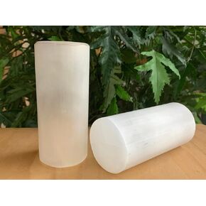 GAF TREASURES 2 Packs Selenite Harmonizer Cylinder, Cylinder Gemstone Gypsum Block, Meditation, Healing Crystals