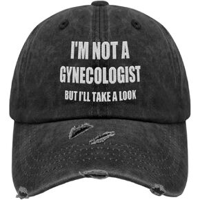 I'm Not A Gynecologist But I'll Take A Look Hat – Embroidered Distressed Baseball Cap, Gifts for Girlfriends, Adjustable Cotton Hats for Outdoor Activities