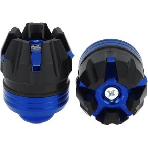 Motorcycle Frame Sliders Front Fork Falling Protection Wheel Crash Protector Scooter Moped Aluminum Alloy Plastic Blue 2 Pcs
