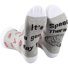 PXTIDY 2 Pairs Speech Therapy Socks - Therapist Appreciation Gift for Speech Language Pathologist SLP