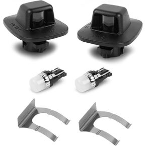 LED License Plate Light Tag Lamp Assembly Black Housing with Clip Retainer for 1988-1999 Chevy C1500 K1500 Silverado Sierra Tahoe Yukon Blazer S10 Sonoma S15, 6000K White, Pack of 2