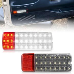 Bestview LED Door Panel Courtesy Light - Interior courtesy door light Compatible with 1992-1996 Ford F150 F250 Bronco,1992-1997 Ford F350, White & Red - Pack of 2