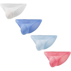 Men's Low Waist Triangle Nylon Underwear Briefs Pouch Mesh Sexy Men's Bikini Thong Under Panties
