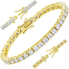 سوار تنس مويسانيت للنساء الرجال الأبيض/الذهب الأصفر مطلي S925 Sterling Silver D Color VVS1 Round Cut Bracelets 2.36-14.4ct 2/3/4mm 6-8inch