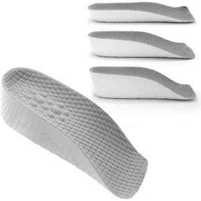 Height Increase Insoles for Men and Women, Foot Arch Contour Shoes Lifts for Men Orthopedic Heel Lift Cushion Gel Leg Discrepancy Balancer (Grey,3 Pairs - 1.5cm 2.5cm 3.5cm)