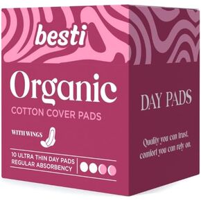 Besti 100% Organic Cotton Day Pads (10 Count)
