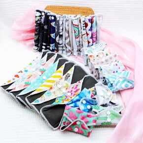 5 pcs Random Prints Reusable Cloth Menstrual Pads Washable Sanitary Pads for Women and Girls(5M-randompads)