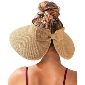 FURTALK Sun Visor Hats for Women Beach Hat Ponytail Summer UPF 80+ Beach Vacation Essentials Packable Wide Brim