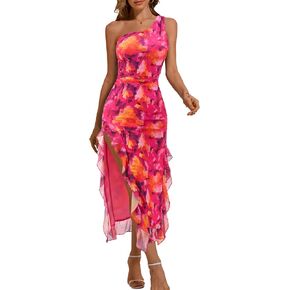 DRESSTELLS Women's Summer Maxi Bodycon Floral Tie Dye Mesh Wedding Guest Club Party Long Split Dresses 2025