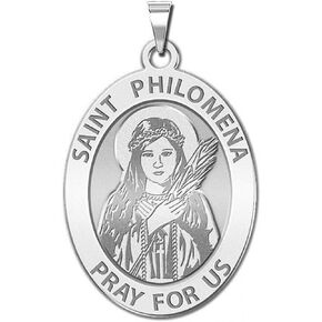 PicturesOnGold.com Saint Philomena Oval Religious Medal - 2/3 X 3/4 Inch Size of Nickel, Sterling Silver