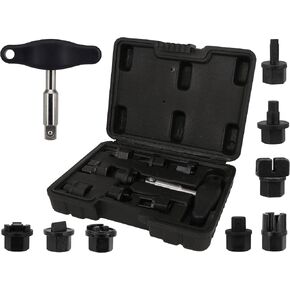 9PCS Oil Drain Plug Removal Kit Compatible with GM VW Ford Audi BMW Chrysler Lincoln with T-Handle Wrench Replace 090-999 DPR350 1320, use for BC3Z6730A, KX6Z-6730-B, 06L103801