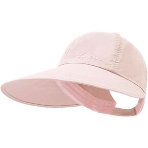 Sun Hats for Women Outdoor Wide Brim UV Protection Hollow Top Summer Beach Packable Visor with Ponytail-Hole