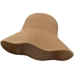 Yountoon Womens Beach Sun Straw Hat UV UPF 50+ Travel Foldable Brim Summer Vocation Hat