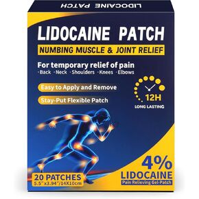 4% lidocaine Patches Maximum Strength Pain Relief Patches, 20 Pieces ICY hot Patch Maximum Strength Numbing Gel Patch for Back .Neck.Knee Joint Ache.Muscle Soreness Topical Analgesic Joint supplements
