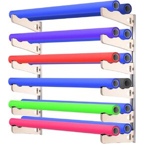 FOSHIO Wood Vinlyl Roll Holder Storage for up to 12 Rolls of Vinyl, Heavy-Duty Aluminum Rack with Mounting Hardware Wall Mounted for Vinyl, Transfer Paper Tape, Wallpaper, Window Film, Wallpapper