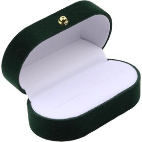 FM FM42 Vintage Green Velvet Ring Box Holder Jewelry Display Storage Case for 2 Rings Wedding Engagement JB1007