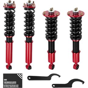 BDFHYK Coilovers Compatible with Lexus IS200/ IS300 1999-2005 Shock Absorber Replacement 4 pcs, Adjustable Height Coilovers Suspension Kit Lowering Kit, Red