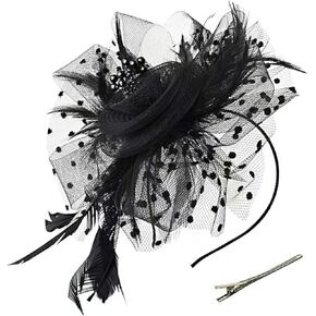 Fascinators Hats for Women Tea Party Church Hats Black Fascinator Pillbox Hat for Women