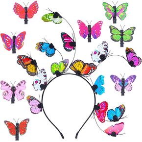 Butterfly Headband for Women Girls Fascinators Butterfly Hair Clips Headpiece for Tea Party Halloween Supplies