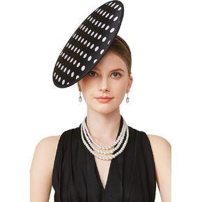 Coucoland Fascinators Hats for Women - Tea Party Cocktail Fascinator Polka Dot Flat Kentucky Derby Vintage Hat for Party