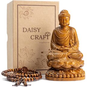 Wooden Buddha Shakyamuni Statue - Meditation Accessories, Feng Shui Decor, Zen Spiritual Gifts, Home and Altar Decoration, Buddha Room and Indoor Decor