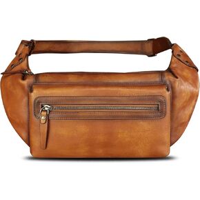 LRTO Genuine Leather Fanny Pack for Men and Women Waist Bag Hip Bag Real Leather Fanny Bag Sling Bag Crossbody Bags Chest Purses (Brown), LRTO-15023