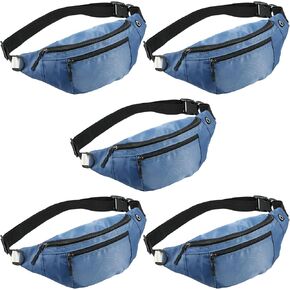 5PCS Crossbody Fanny Pack Large Capacity Waist Bag with Hidden Zipper Pockets Adjustable Strap Fanny Packs Waterproof Oxford Cloth Travel Belt Bag for Outdoor Shopping Travel Men Women,Blue