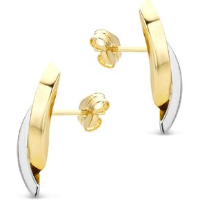 14kt Gold Earrings for Women, 14K 585 Solid White Gold and Yellow Gold Stud Earrings for Women, Hypoallergenic Earrings with Pierced Backs, Handmade Woman's Jewelry Delivered in Jewelry Box