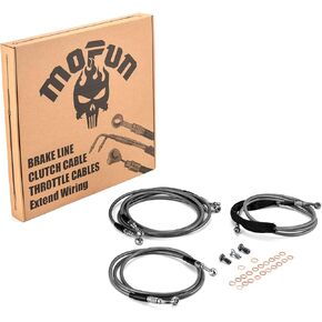 Mofun Extended Length ABS خط الفرامل الأمامي الهيدروليكي وكابل القابض الهيدروليكي متوافق مع Harley Touring Road Street Electra Road Glide 2014-2016 ، FIT 16 "-18" Handlebar Black
