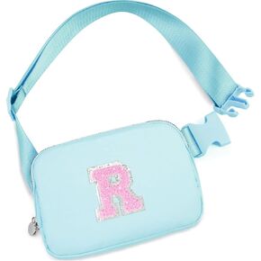 Christmas Birthday Gifts for Women,Fanny Pack for Kids Teens,Crossbody Bag for Girls,Initial Waist Packs for Sister Daughter,Belt Bag Trendy Preppy Stuff,Blue A