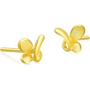 CHOW SANG SANG 999.9 24K Solid Gold Butterlfy Stud Earrings for Women 68732E