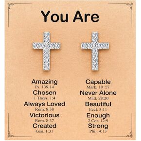 UPROMI Silver/Gold Cross Earrings for Women Teens, Confirmation Catholic Christian Religious Birthday Christmas Gifts