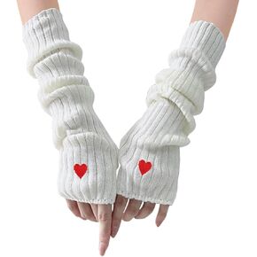 Goth Star Arm Warmers Y2k Knitted Fingerless Warm Gloves Cute Harajuku Japanese Long Arm Sleeves