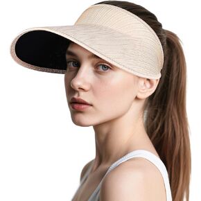 Sun Visor Hats for Women,UPF50+ Wide Brim Sun Hats Adjustable Foldable Beach Hats for Daily Travel