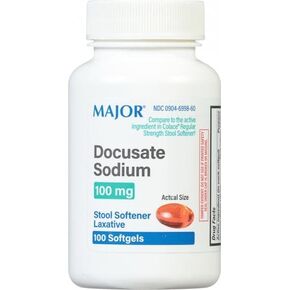 Docusate Major Sodium 100 mg - Soildgels Laxative Laxative Elugys لإغاثة الإمساك - مطهرات البراز للنساء والرجال - خالية من الغلوتين - 100 ناعمة