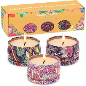 3 Packs Scented Candles Set for Christmas Thanksgiving, Natural Soy Wax Portable Travel Tin Candle, Aromatherapy Gift for Friends Classmates Colleague