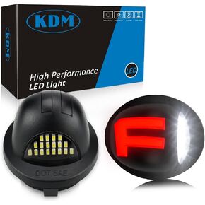 KDM LED License Number Plate Lights with“F"Red OLED Neon Tube Fit for Fo-rd F150 F250 F350 F450 F550 Superduty Ranger Explorer Bronco Excursion Expedition Rear Lamp Pickup Truck,White & Red 2Pcs Pack