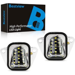 Bestview LED License Plate Lights Rear Bumper Tag Lamp Assembly Replacement for 2007-2014 Chevy Tahoe Suburban GMC Yukon Cadillac Escalade ESV, 6000K White,Pack of 2