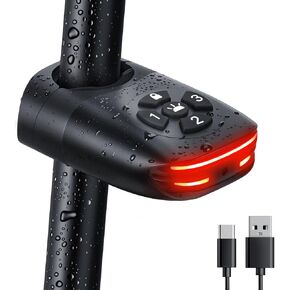 ONVIAN 105dB Bike Alarm with Taillight, USB Rechargeable Anti-Theft Bicycle Alarm Brake Sensing Rear Light, IP65 Waterproof 4 Modes Safety Flash, Vibration Sensor Ebike Warning 1.5H Fast Charge
